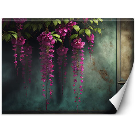 Papier peint Fleurs roses suspendues en béton 200x140 (1/5)