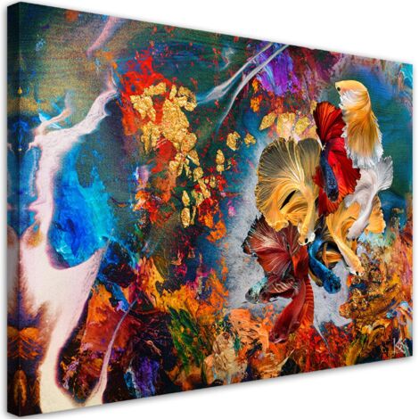 Tableau sur toile Abstraction colorée du poisson 60x40 (1/5)