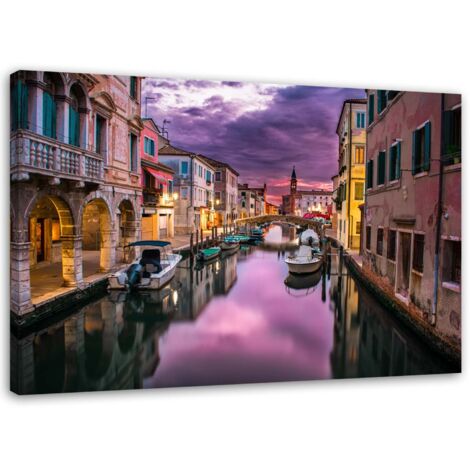Tableau déco Venise Canal Lilas 60x40 (1/5)