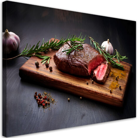 Tableau déco Steak Viande Aliments pour la cuisine de restaurant 60x40 (1/5)