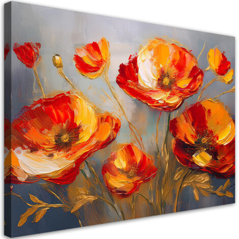 Tableau déco Coquelicots peints abstrait 100x70 (1/5)