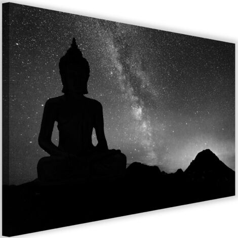 Tableau sur toile Bouddha Aurora Noir et Blanc 60x40 (1/5)
