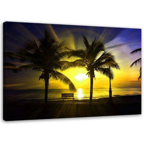Tableau sur toile PALMAS coucher de soleil sur la mer 60x40 (1/5)