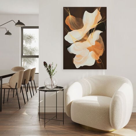 Tableau pour le salon Abstraction Formes Taches Orange 70x100 - 2