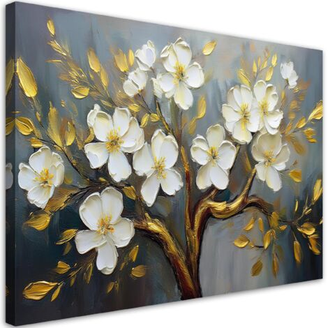 Tableau déco Fleurs blanches Plantes Arbre 90x60 (1/5)