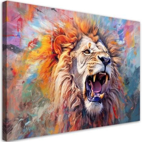 Cadre déco Lion féroce Abstraction 60x40 (1/5)