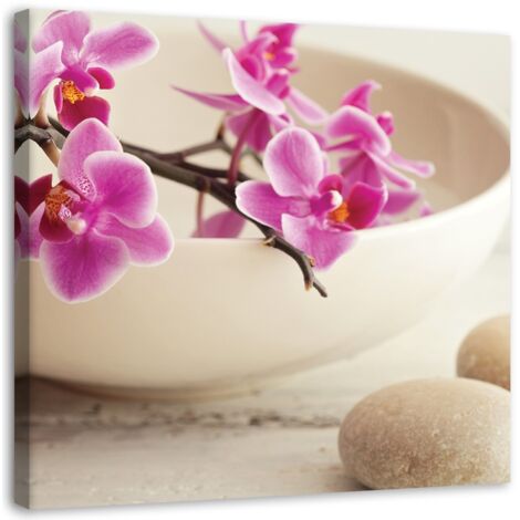 Tableau sur toile Orchidées zen roses 40x40 (1/5)