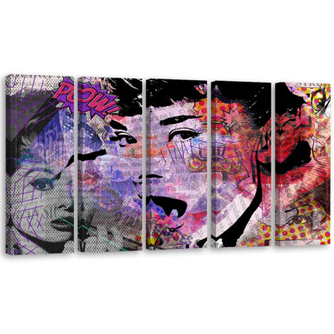 Tableau sur toile Tableau sur toile en 5 parties Audrey Hepburn 200x100 (1/5)