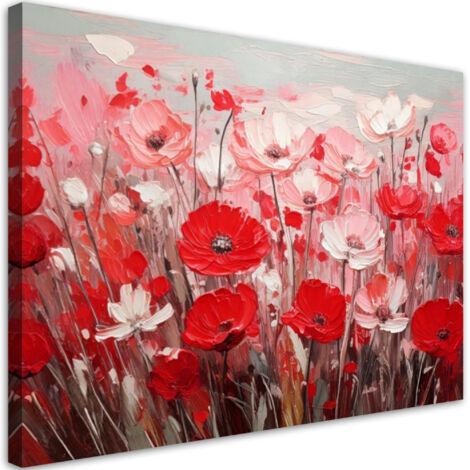 Tableau déco Fleurs rouges modernes des champs 60x40 (1/5)