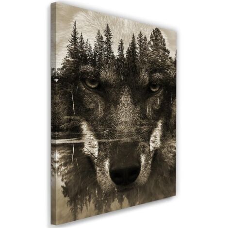 Tableau sur toile Loup Forêt Noir Animal 70x100 (1/5)