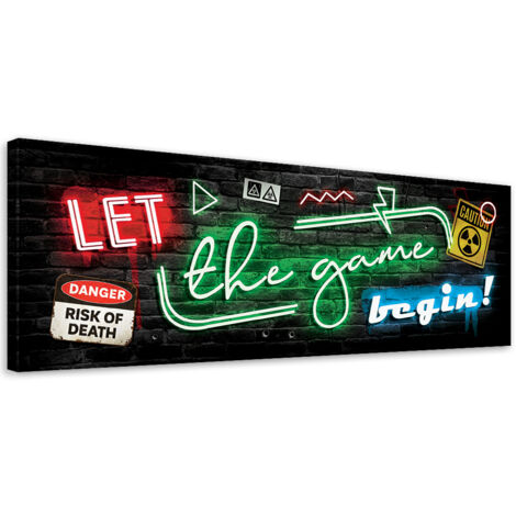 Image sur toile, Inscription pour un joueur de jeu au néon - 90x30 (1/5)