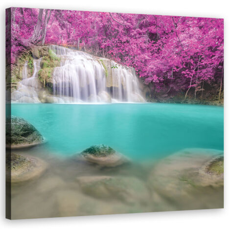 Tableau sur toile Chute d'eau lac nature 30x30 (1/5)