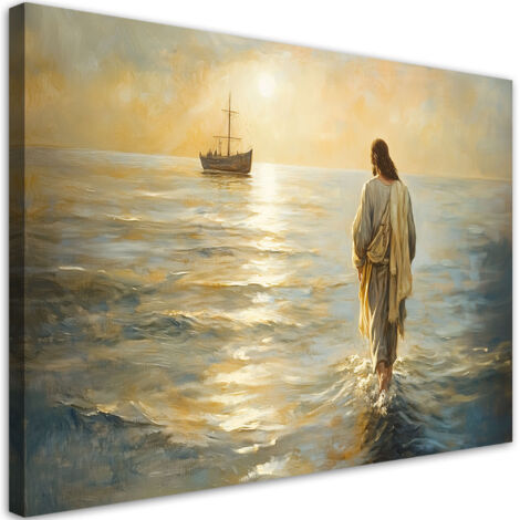 Tableau déco Jésus marchant sur l'eau 90x60 (1/5)