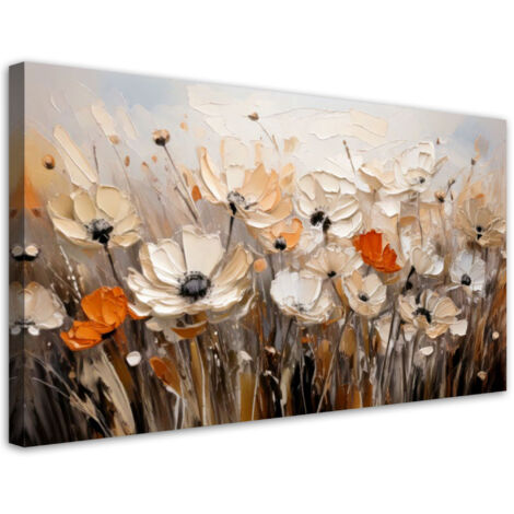 Tableau déco Fleurs dans un pré Beige 100x50 (1/5)