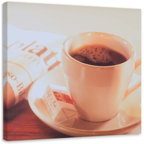 Tableau sur toile Tasse à café et journal 50x50 (1/5)