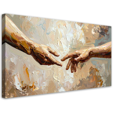 Tableau déco La création d'Adam peint 80x40 (1/4)