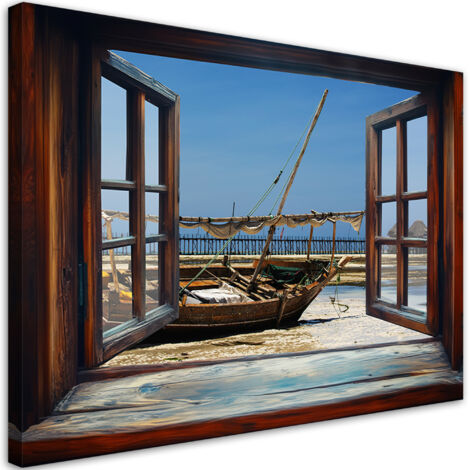 Tableau déco Fenêtre Vue de la mer 90x60 (1/5)