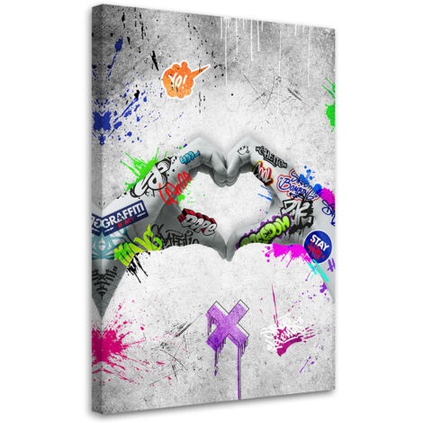 Tableau sur toile Tableau sur toile Coeur Street Art 40x60 (1/5)