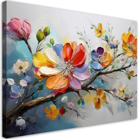 Tableau déco Fleurs colorées Abstraction 90x60