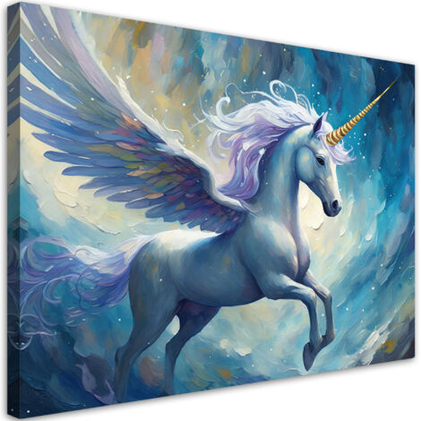 Tableau déco Licorne bleue 90x60 (1/5)