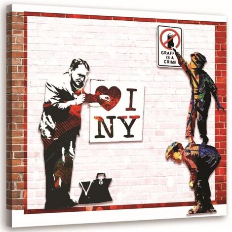 Tableau sur toile Banksy J'aime New York 50x50 (1/5)