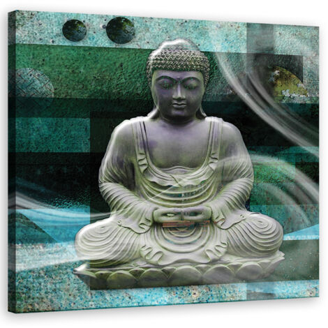 Tableau sur toile Bouddha Zen Spa Vert 40x40 (1/5)