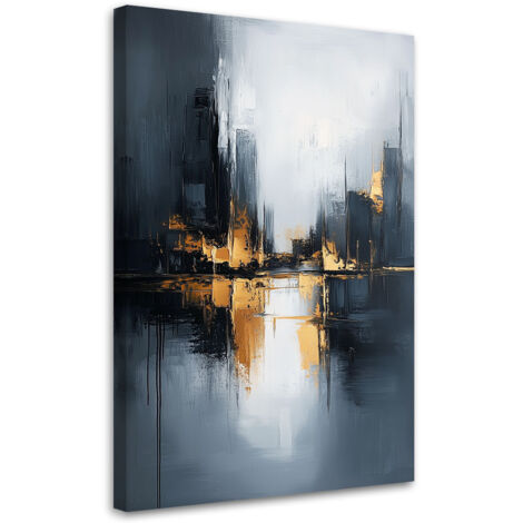 Tableau déco Abstraction doré gris noir 60x90 (1/4)