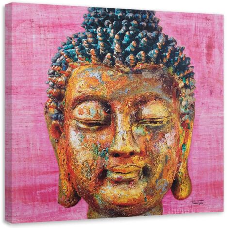 Tableau sur toile Bouddha rose Spa bien-être 40x40 (1/5)