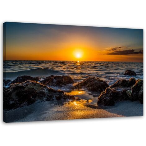 Tableau sur toile Coucher de soleil sur la plage 60x40 (1/5)