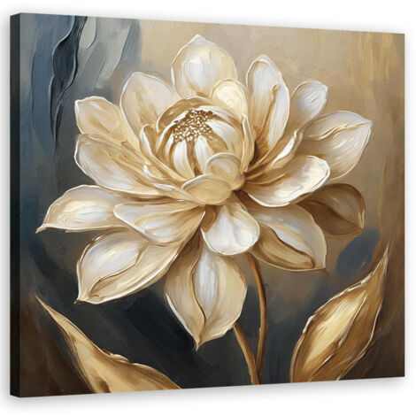 Tableau déco Fleurs or glamour 40x40 (1/5)