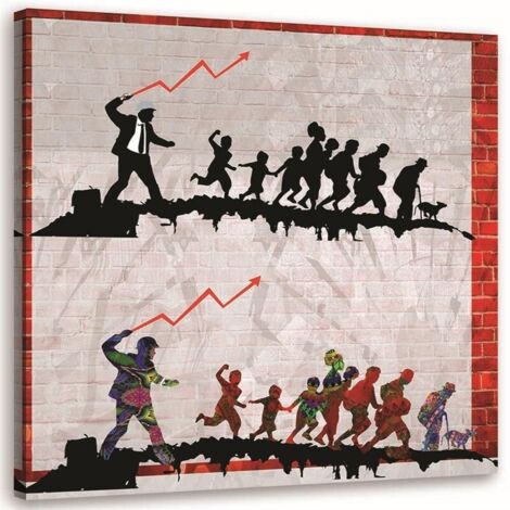 Tableau sur toile Banksy art de rue 40x40 (1/5)