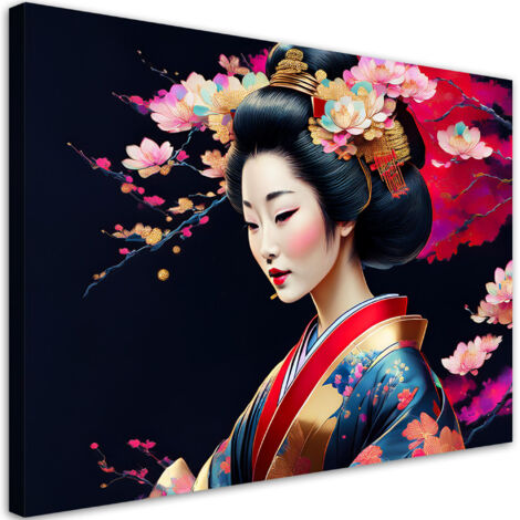Tableau déco Geisha japonaise Coloré 90x60 (1/5)