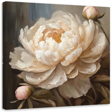 Tableau déco Fleur peinte pivoine 60x60 (1/5)