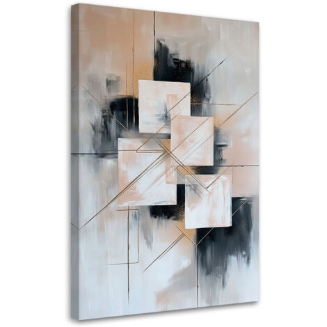Tableau déco Abstraction géométrique Carrés 60x90 (1/4)