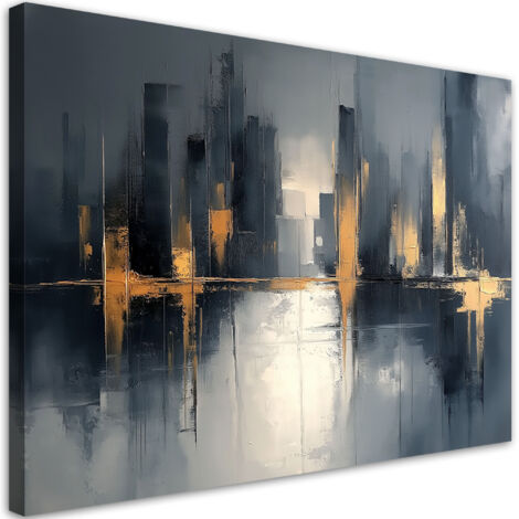 Tableau déco Abstraction noir et or 90x60 (1/5)