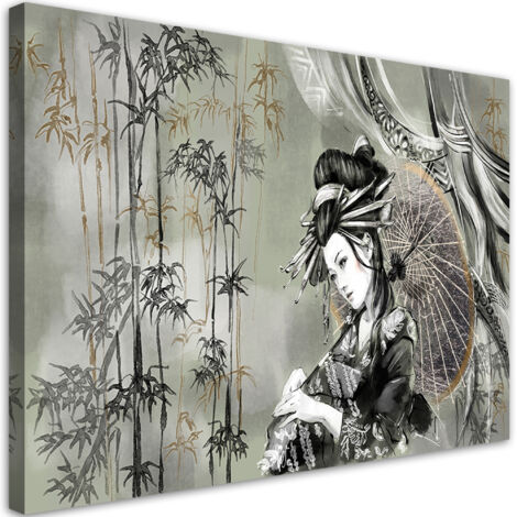 Cadre déco Geisha et bambou 60x40 (1/5)