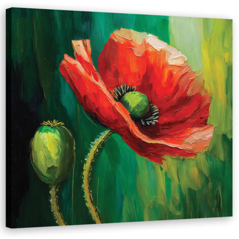 Tableau déco Coquelicots peints 60x60 (1/5)