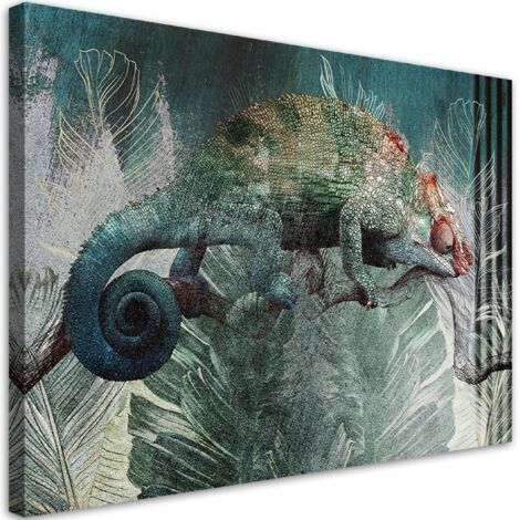 Tableau sur toile Caméléon dans la jungle 100x70 (1/5)
