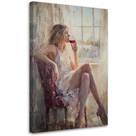 Tableau déco Femme pensive avec un verre de vin 70x100 (1/5)