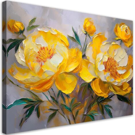 Tableau déco Fleur de pivoine jaune Nature 100x70 (1/5)
