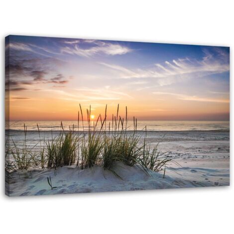 Tableau sur toile, Soleil couchant sur la plage - 100x70 (1/5)