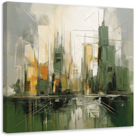 Tableau déco Ville Abstraction Vert 30x30 (1/5)