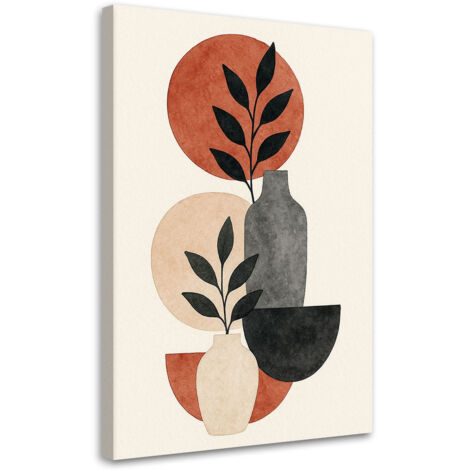 Tableau déco Vases Feuilles Abstraction Brun chaud 70x100 (1/5)