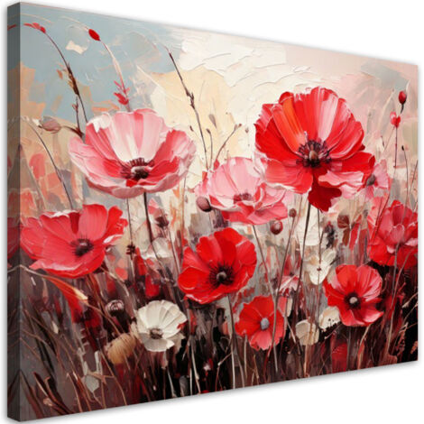 Tableau déco Fleurs rouges roses des champs 60x40 (1/5)