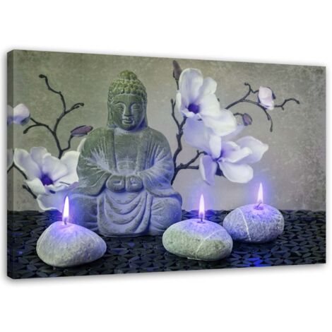 Tableau déco Bougie Buddha Zen Orchidée 60x40 (1/5)