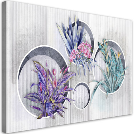 Tableau sur toile Boîtes carrées étagères avec des fleurs 100x70 (1/5)