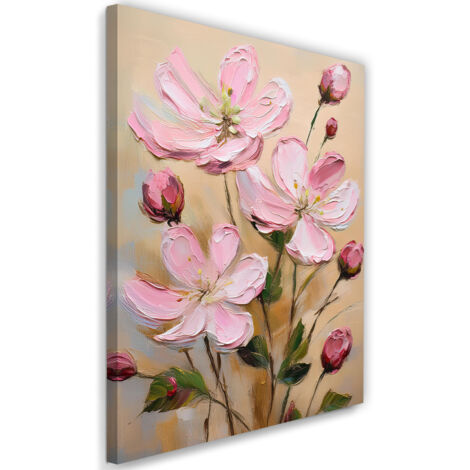 Tableau déco Fleurs peintes en rose 70x100 (1/5)