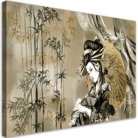 Tableau sur toile Geisha et bambou 60x40 (1/5)