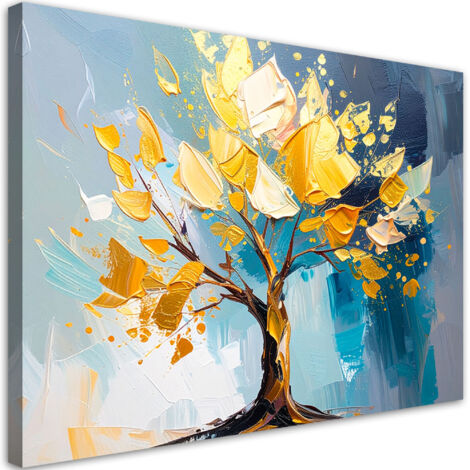 Tableau déco Paysage Arbre doré imitation peinture à l'huile 60x40