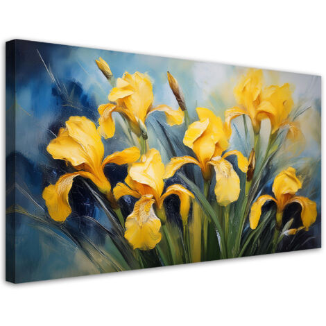 Tableau déco Fleurs Iris Jaune 80x40 (1/5)